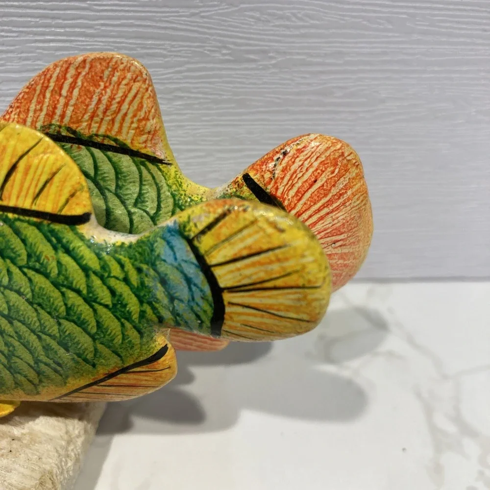 Artesania Puello Caribbean 2 Green Multicolor Tropical Fish Figurine Decor